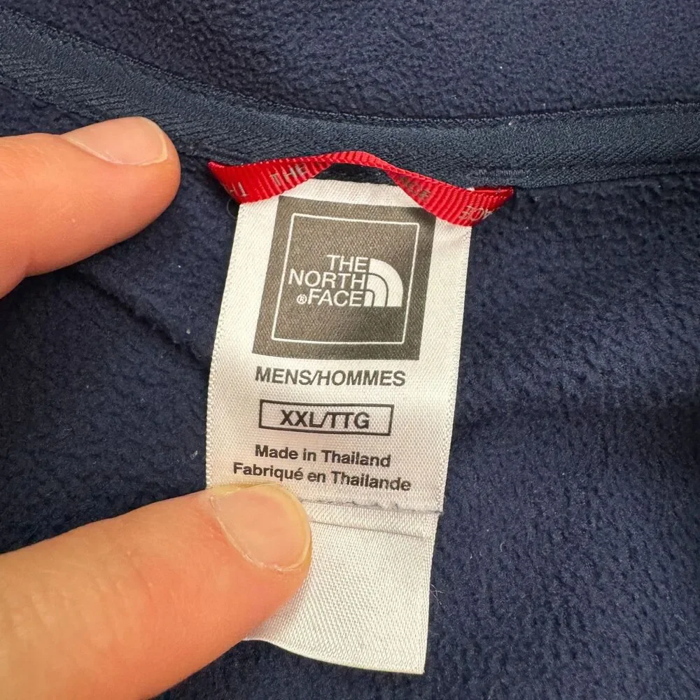 The North Face TKA 100 Full Zip Fleece Jacket Men XXL Navy Blue Warm Outdoor